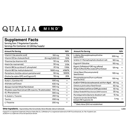 NEUROHACKER COLLECTIVE Qualia Mind Nootropics | Top Brain Supplement Capsule for Memory, Focus, Mental Energy, and Concentration with Ginkgo biloba, Alpha GPC, Bacopa monnieri, DHA & More (154 Ct)