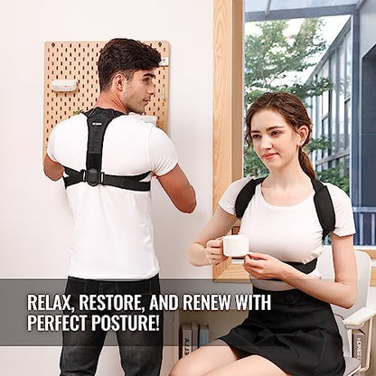 Posture Corrector Upper Back Brace: Adjustable for Men and Women Neck Shoulder & Upper Back Pain Relief - Improve Posture Correct Hunchback Slouching Kyphosis Invisible Under Clothes Fits 28" - 41"