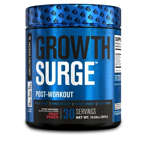 Jacked Factory Growth Surge Creatine Post Workout w/L-Carnitine - Daily Muscle Builder & Recovery Supplement with Creatine Monohydrate, Betaine, L-Carnitine L-Tartrate - 30 Servings, Fruit Punch
