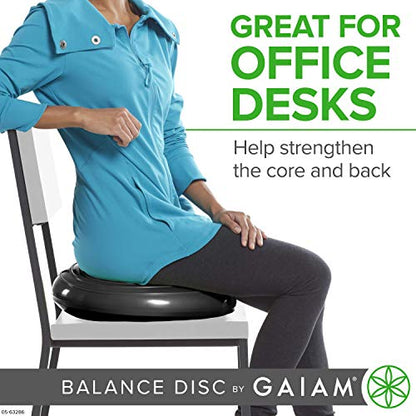 Gaiam Balance Disc Wobble Cushion Stability Core Trainer For Home Or Office Desk Chair and Kids Alternative Classroom Sensory Wiggle Seat - Black