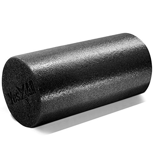 Yes4All Premium Medium Density Round PE Foam Roller for Physical Therapy - 12inch (Silver Black)