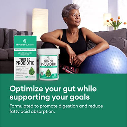 Physician's CHOICE Probiotics for Weight Management & Bloating- 6 Probiotic Strains - Prebiotics - ACV - Green Tea & Cayenne - Supports Gut Health - Weight Management for Women & Men - 30 ct