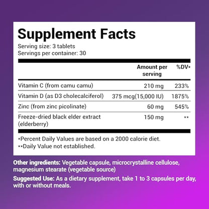 Dr. Berg's Advanced Immune Support - Daily Immunity Multi-System Defense Supplement with Vitamins C, D, Zinc, & Elderberry, 90 Vegetarian Capsules