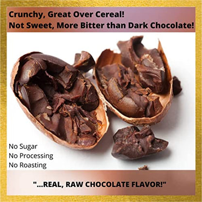 100% Pure Organic Cacao Nibs - 16 Oz - Unsweetened Dark Chocolate Nibs - Raw Cocoa Nibs