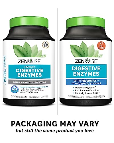 Zenwise Digestive Enzymes - Probiotic Multi Enzyme with Probiotics and Prebiotics for Digestive Health and Bloating Relief for Women and Men, Enzymes for Digestion and Gut Health - 180 Count