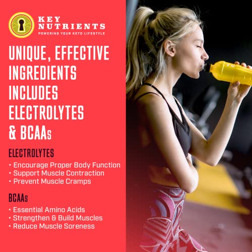 KeyNutrients Pre Workout + Electrolytes Powder + BCAA Blend: Delicious Strawberry Lemonade Preworkout with Electrolyte Powder - Pre Workout Powder | Pre Workout Women, Pre Workout Men with Creatine