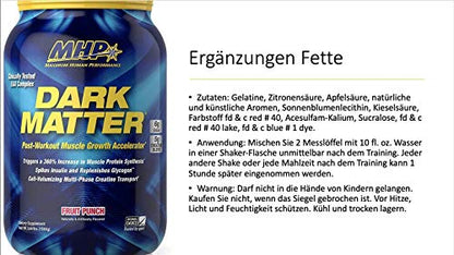 MHP Dark Matter Post Workout, Recovery Accelerator, w/Multi Phase Creatine, Waxy Maize Carbohydrate, 6g EAAs, Fruit Punch, 20 Servings, 55 Oz