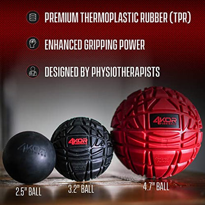 4KOR Massage Ball Set - Trigger Point Ball - Muscle Relief for Back, Neck, Shoulder, Foot Pain - Fitness Orb Massage Balls - Physical Therapy for Deep Tissue Myofascial Release - Roller Ball Tools