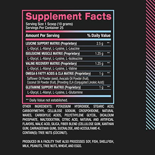 BPI Sports Best Aminos - BCAA Powder Post Workout & Glutamine Recovery Drink with Branched Chain Amino Acids for Hydration & Recovery, for Men & Women - Cotton Candy - 25 Servings