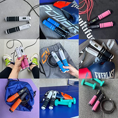 Jump Rope, multifun Speed Skipping Rope with Calorie Counter, Adjustable Digital Counting Jump Rope with Ball Bearings and Alarm Reminder for Fitness, Crossfit, Exercise, Workout, Boxing, MMA, Gym