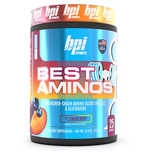 BPI Sports Best Aminos - BCAA Powder Post Workout & Glutamine Recovery Drink with Branched Chain Amino Acids for Hydration & Recovery, for Men & Women - Plumberry - 25 Servings