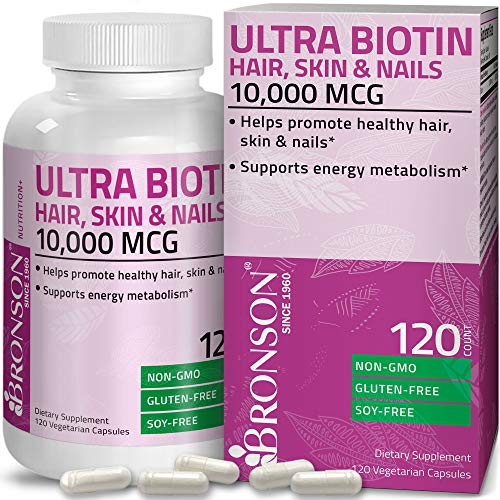 Bronson Ultra Biotin 10,000 Mcg Hair Skin and Nails Supplement, Non-GMO, 120 Vegetarian Capsules