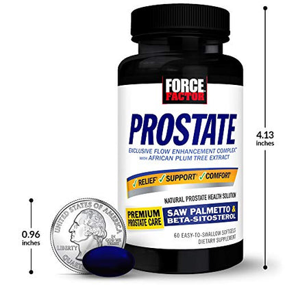 Force Factor Prostate Saw Palmetto and Beta Sitosterol Supplement for Men, Prostate Health/Size Support, Urinary Relief, Bladder Control, Reduce Nighttime Urination, 60 Softgels