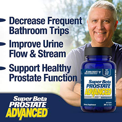 Super Beta Prostate Advanced – Reduce Bathroom Trips, Promote Sleep, Support Bladder Emptying. Prostate Supplement for Men with Beta Sitosterol, not Saw Palmetto (180 Caplets, 3-Pack)