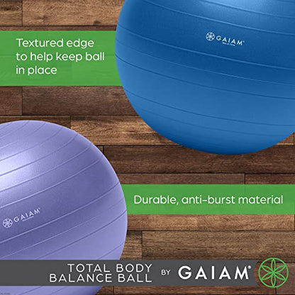 Gaiam 05-51980 Total Body Balance Ball Kit - Includes 55cm Anti-Burst Stability Exercise Yoga Ball, Air Pump & Workout Video - Purple