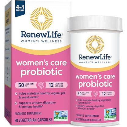 Renew Life Women's Probiotic Capsules, 50 Billion CFU Guaranteed, Supports Vaginal, Urinary, Digestive and Immune Health*, L. Rhamnosus GG, Dairy, Soy and gluten-free, 30 Count