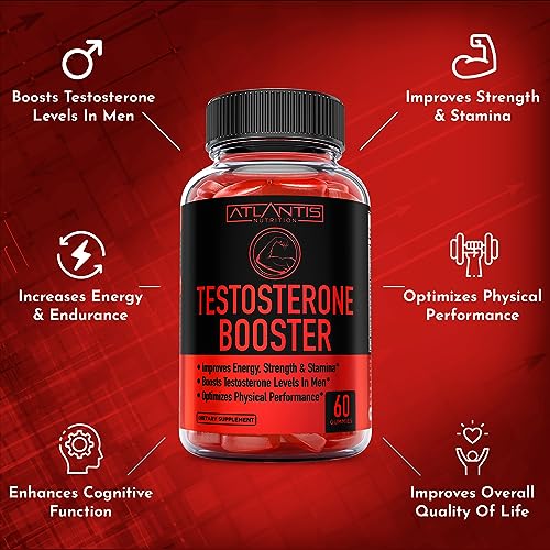 Testosterone Booster For Men Gummies - Enhances Strength & Stamina - Optimizes Physical Performance & Male Enhancement - Made With Tribulus, Horny Goat Weed, Maca Root & More. 2-Pack (120 Gummies)