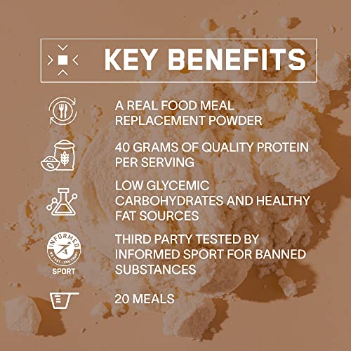 Bare Performance Nutrition Strong Food Complete Nutrition Meal Replacement, Fuel Performance & Maximize Recovery with Protein, Carbohydrates, & Healthy Fats, Cinnamon Roll, 20 servings