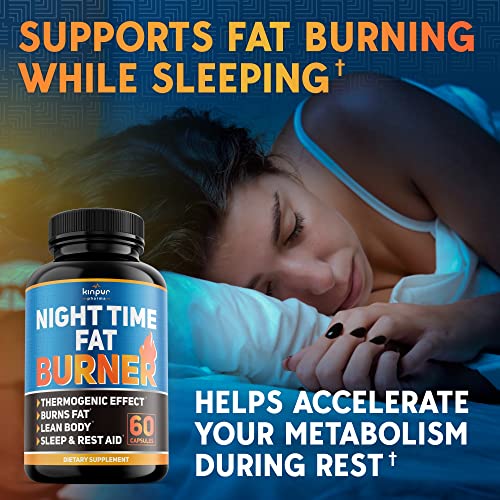 Kinpur Pharma Night Time Fat Burner for Men, Women - Weight Loss Supplement, Appetite Suppressant - Diet Pills That Work Fast - Energy, Metabolism Booster - Natural Plant Extract - 120 Caps in Total