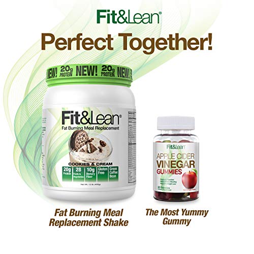 Fit & Lean Meal Shake, Fat Burning Meal Replacement, Meal Replacement with Protein, Fiber, Probiotics and Organic Fruits & Vegetables, Cookies and Cream, 1lb, 10 Servings Per Container