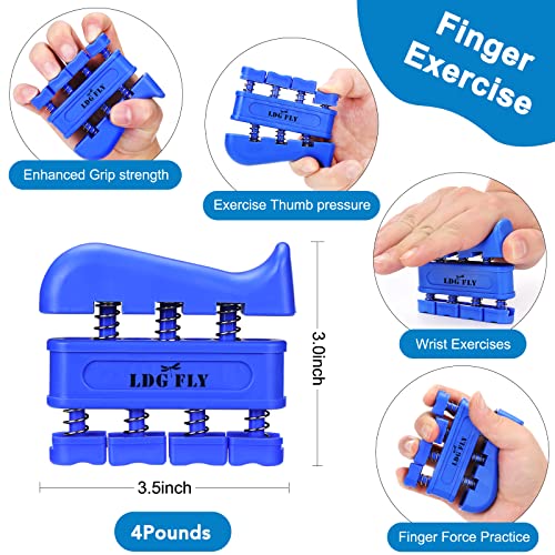 LDG FLY Hand Grip Strengthener Kit,Grip Strength Trainer, Finger Exerciser,Adjustable Resistance Hand Gripper, Finger Resistance Band, Grip Strength Ring & Stress Relief Ball for Athletes & Musicians