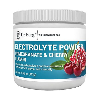 Dr. Berg Hydration Keto Electrolyte Powder - Enhanced w/ 1,000mg of Potassium & Real Pink Himalayan Salt (NOT Table Salt) - Pomegranate and Cherry Flavor Hydration Drink Mix Supplement - 50 Servings