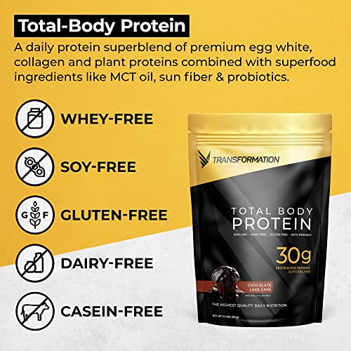 SPR BODY Transformation Protein Super Blend | Egg White, Collagen Peptides, and Plant Protein | 15 Billion CFU Probiotics | Digestive Enzymes | MCT Oil | Low Carb Shake for Men & Women | Chocolate