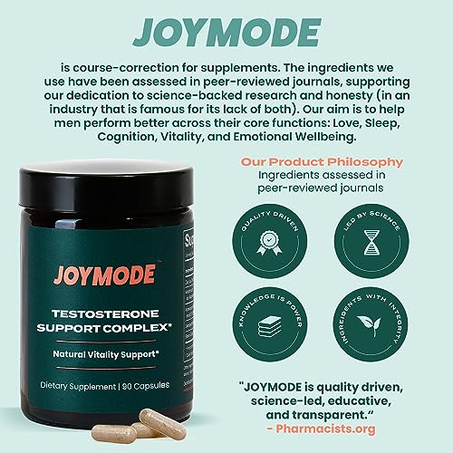 JOYMODE Testosterone Support Complex (90ct) -Natural Supplement for Men w/Ashwagandha, DIM, Magnesium, Zinc & Boron