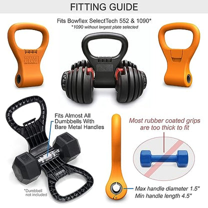 KETTLE GRYP - The Original - As Seen on SHARK TANK! Converts Your Dumbbells Into Kettlebells - Made in the USA - Dumbbell Grip Handle