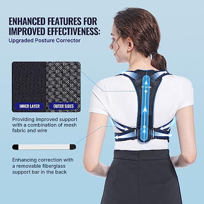 Posture Corrector Upper Back Brace: Adjustable for Men and Women Neck Shoulder & Upper Back Pain Relief - Improve Posture Correct Hunchback Slouching Kyphosis Invisible Under Clothes Fits 28" - 41"