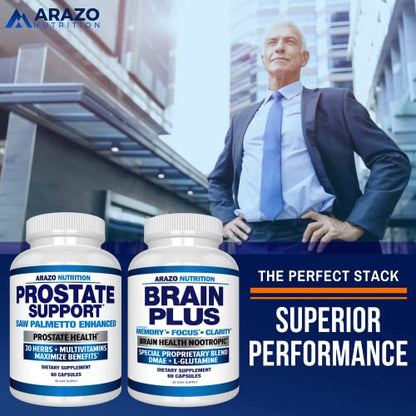 Arazo Nutrition Prostate Supplement - Saw Palmetto + 30 Herbs - Reduce Frequent Urination, Reduce Hair Loss, Support Stamina – Single Homeopathic Herbal Extract Health Supplements - Capsule or Pill