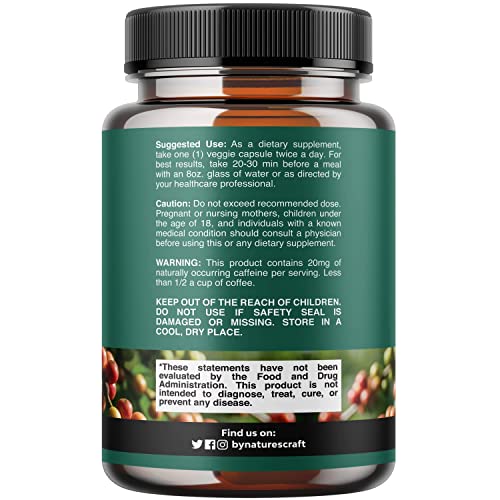 Green Coffee Bean Extract for Weight Loss - Natural Appetite Suppressant for Weight Loss for Women - Herbal Fat Burners for Women and Men for Weight Loss Support and Improved Daily Energy and Immunity