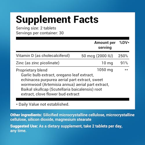 Dr. Berg Emergency Immune Support w/Echinacea - Potent Blend of Herbal Extracts (Warning: Strong Herbal Smells) - Immune Support Supplement Includes 2,000 IUs of Vitamin D & 10mg of Zinc - 60 Tablets