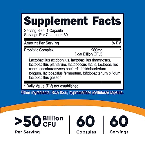 Nutricost Probiotic Complex - 50 Billion CFU, 60 Capsules - Probiotic for Men and Women - Vegetarian Capsules, Non-GMO, Gluten Free