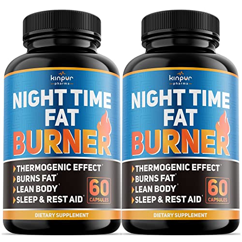 Kinpur Pharma Night Time Fat Burner for Men, Women - Weight Loss Supplement, Appetite Suppressant - Diet Pills That Work Fast - Energy, Metabolism Booster - Natural Plant Extract - 120 Caps in Total