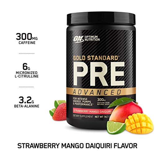 Optimum Nutrition Gold Standard Pre Workout Advanced, with Creatine, Beta-Alanine, Micronized L-Citrulline and Caffeine for Energy, Keto Friendly, Strawberry Mango Daiquiri, 20 Servings