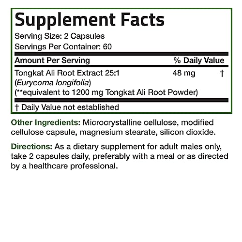 Bronson Longjack Tongkat Ali 1200mg Extra Strength 1200mg Per Serving, Supports Energy, Non-GMO,Capsule