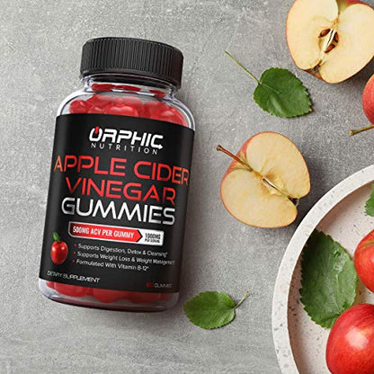 Apple Cider Vinegar Gummies - 1000mg - Formulated to Support Weight Loss Efforts & Gut Health* - Supports Digestion, Detox & Cleansing* - ACV Gummies W/VIT B12, Beetroot & Pomegranate (60 Gummies)