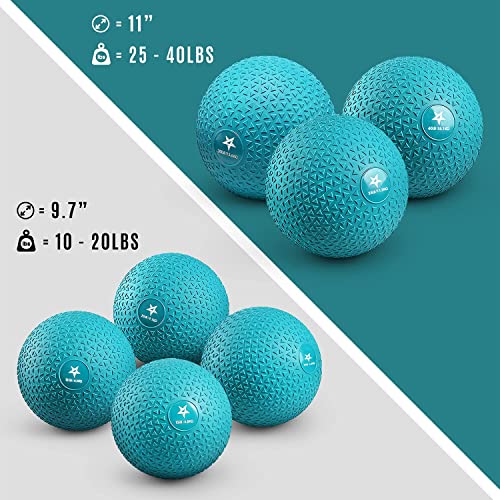 Yes4All Upgraded Fitness Slam Medicine Ball Triangle 15lbs for Exercise, Strength, Power Workout, Workout Ball, Weighted Ball, Exercise Ball, Trendy Teal