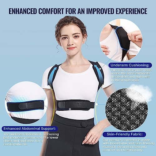 Posture Corrector Upper Back Brace: Adjustable for Men and Women Neck Shoulder & Upper Back Pain Relief - Improve Posture Correct Hunchback Slouching Kyphosis Invisible Under Clothes Fits 28" - 41"