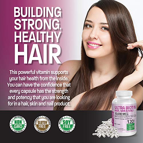 Bronson Ultra Biotin 10,000 Mcg Hair Skin and Nails Supplement, Non-GMO, 120 Vegetarian Capsules