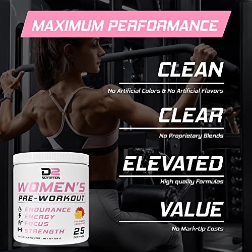 Pre Workout for Women - Raspberry Lemonade - Energy for working out - High Endurance - Best Pre Workout for Girls 25 servings (Raspberry Lemonade)