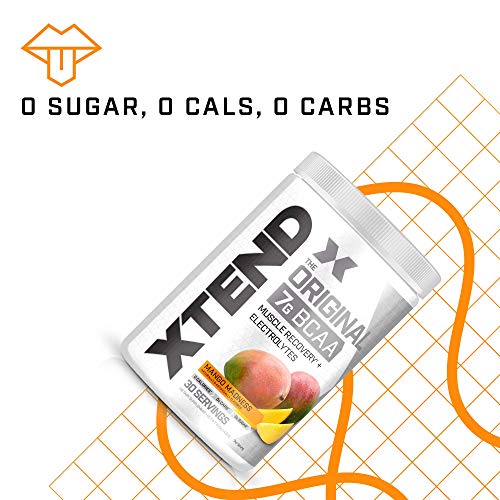 XTEND Original BCAA Powder Mango Madness - Sugar Free Post Workout Muscle Recovery Drink with Amino Acids - 7g BCAAs for Men & Women - 30 Servings