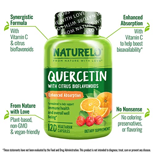 NATURELO Quercetin Citrus Bioflavonoid Complex with Enhanced Absorption - 120 Vegetarian Capsules