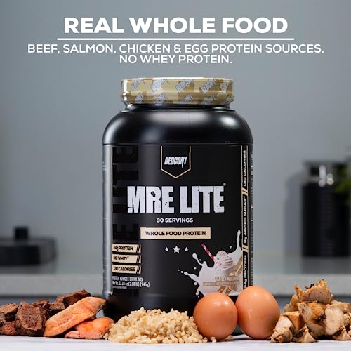 REDCON1 MRE Lite Whole Food Protein Powder, Blueberry Cobbler - Low Carb & Whey Free Meal Replacement with Animal Protein Blends - Easy to Digest Supplement Made with MCT Oils (1.92 lbs)