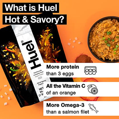 Huel Hot and Savory Instant Meal Replacement - Cajun Pasta - 14 Scoops Packed with 100% Nutritionally Complete Food, Including 25g of Protein, 6g of Fiber, and 27 Vitamins and Minerals with LastFuel scoop