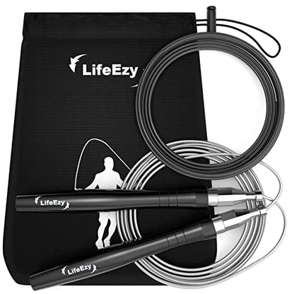 Jump Rope, High Speed Weighted Jump Rope - Premium Quality Tangle-Free - Self-Locking Screw-Free Design - Skipping Rope for Workout Fitness, Crossfit & Home Exercises (Black)