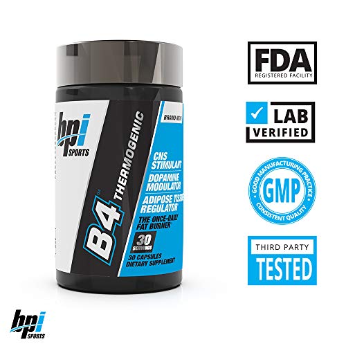 BPI Sports B4 – Extra-Strength Fat Burner – Keto-Friendly – Appetite Suppressant – Caffeine, Niacin, Quercetin, Yohimbine – 30 Servings – 710mg