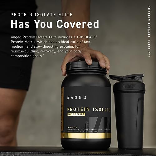 Kaged Protein Powder Elite: 100% Isolate Blend Whey, Casein, and Milk Protein Blend for Recovery and Muscle Building | Chocolate | 2lbs