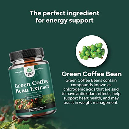 Green Coffee Bean Extract for Weight Loss - Natural Appetite Suppressant for Weight Loss for Women - Herbal Fat Burners for Women and Men for Weight Loss Support and Improved Daily Energy and Immunity